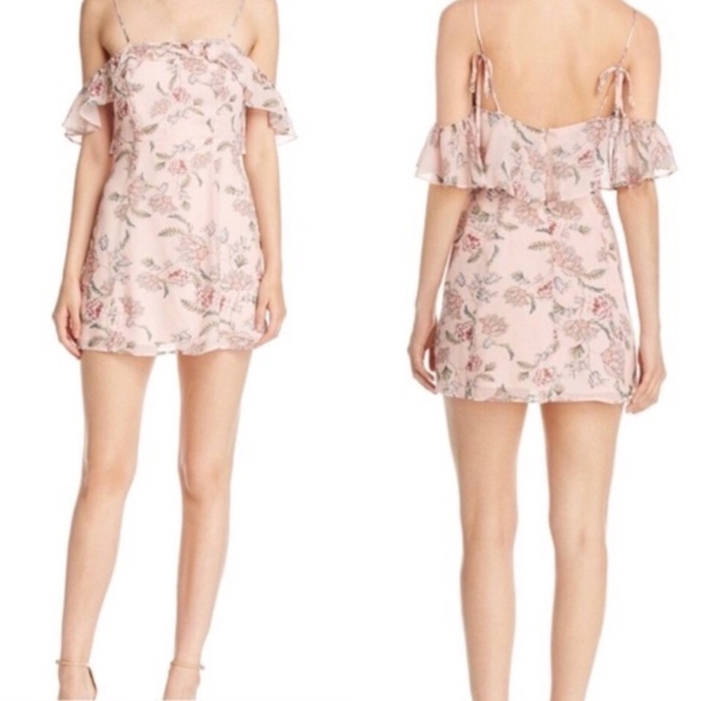 For Love & Lemons Aurora Cold-Shoulder Dress - Size S, Pink floral